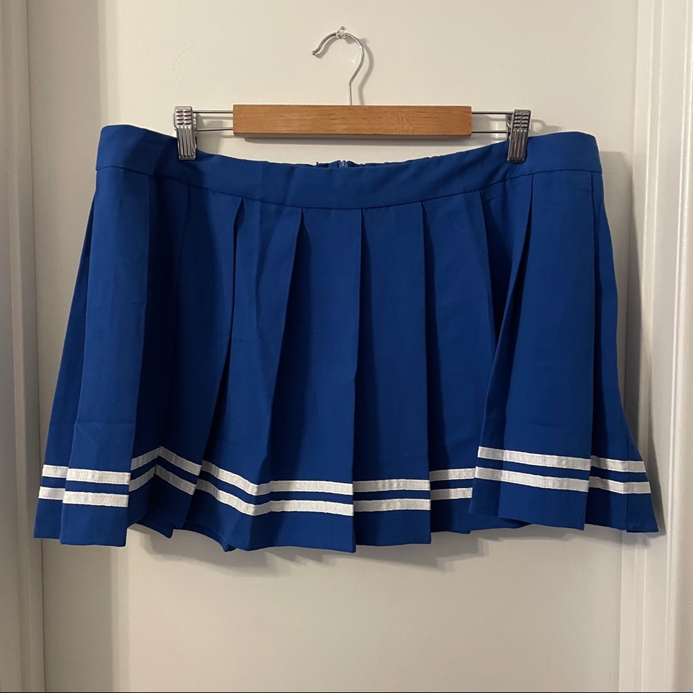 Blue Pleated Mini Skirt